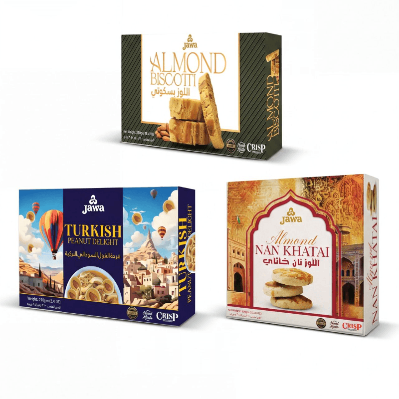 Sweet Crunch Trio Almond Biscotti Turkish Peanut Delight Nan Khatai