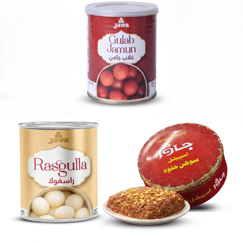 Mithai Collection Gulab Jamun(Tin Can) Rasgulla(Tin Can) Special Sohn Halwa(Tin)